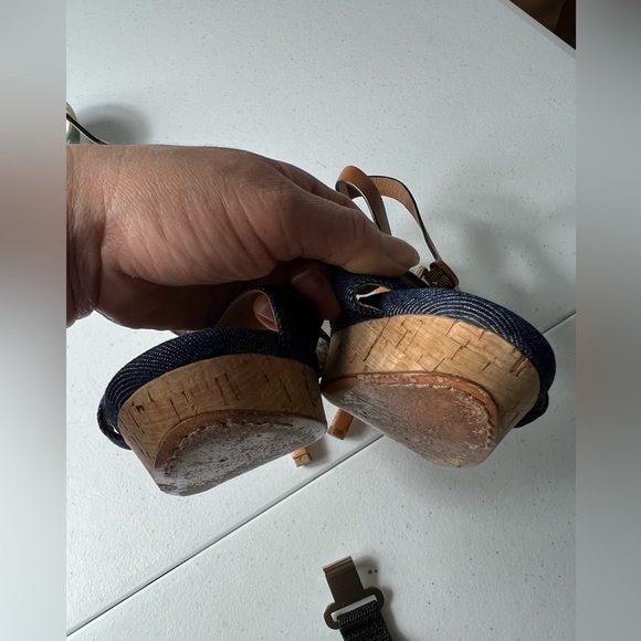 COACH DANI High Heels, Platform Open-Toe, Denim & Leather 9B - Picture 10 of 15